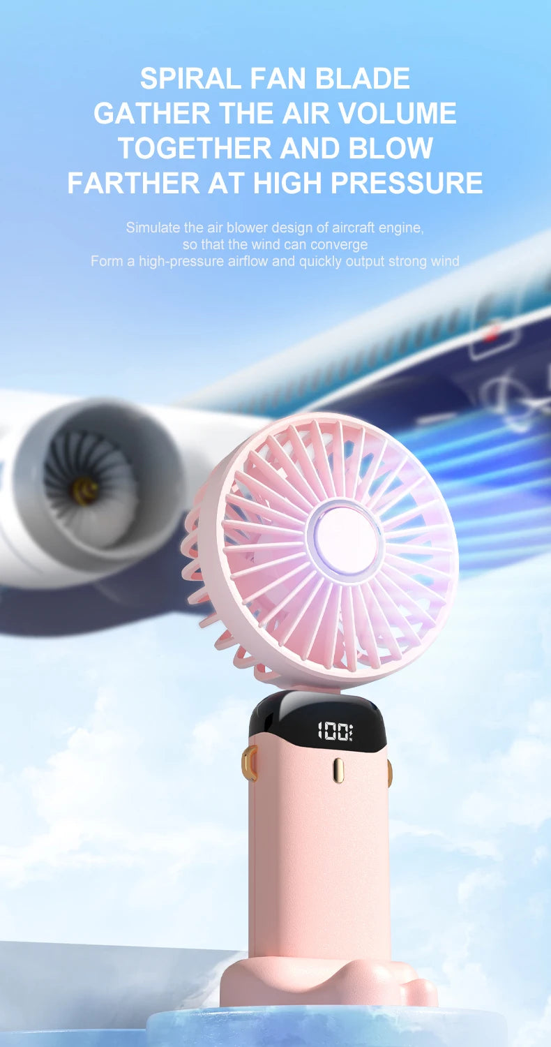 USB Handheld Mini Fan Rechargeable Foldable Neck Fan