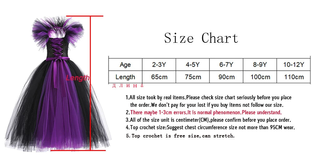 Maleficent Costume Dress for Girls Halloween Princess Gown