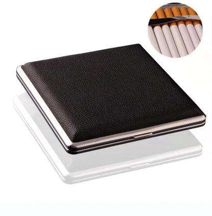 Leather Cigarette Case with Metal Frame for 20 Cigarettes