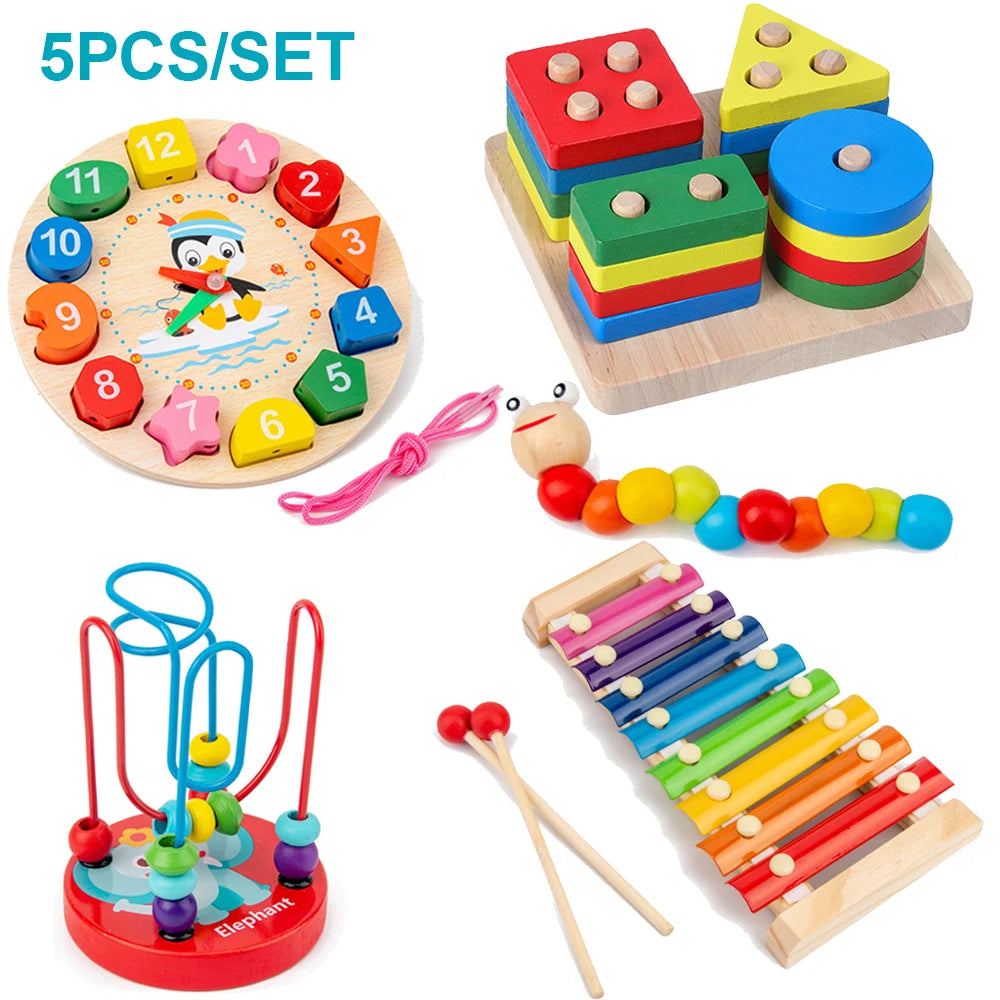Wooden Baby Puzzles 3D Early Learning Educational Toy