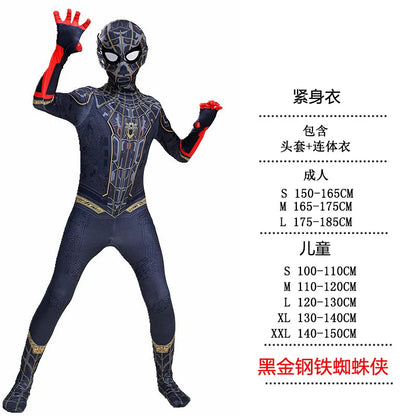 Kids Spider Superhero Costume with Mask Halloween Jumpsuit