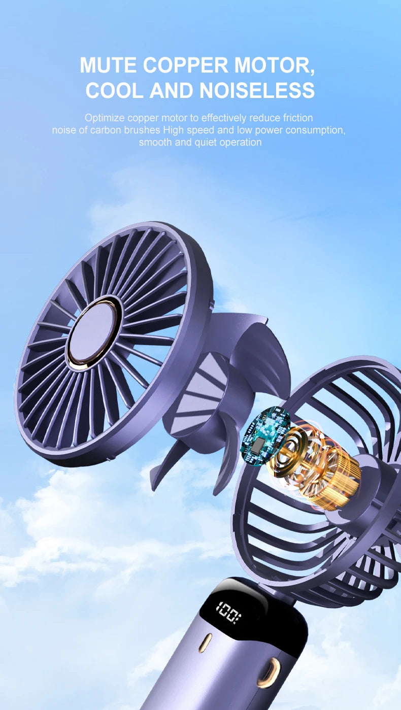 USB Handheld Mini Fan Rechargeable Foldable Neck Fan