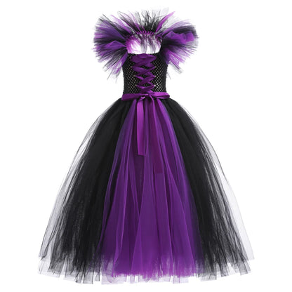 Maleficent Costume Dress for Girls Halloween Princess Gown
