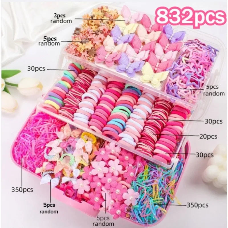 Kids Hair Accessories Set Bow Clips Colorful Hair Bands