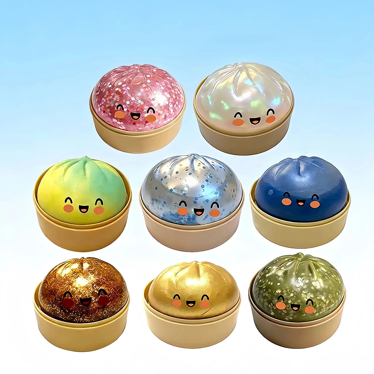 Dumpling Squeeze Toy – Soft Squishy Fidget Toy with Steamer