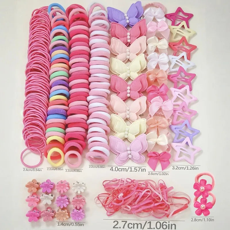 Kids Hair Accessories Set Bow Clips Colorful Hair Bands