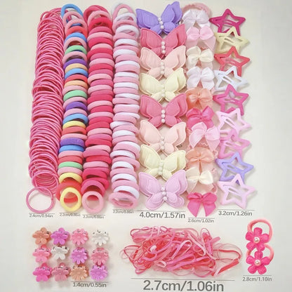 Kids Hair Accessories Set Bow Clips Colorful Hair Bands