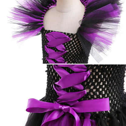 Maleficent Costume Dress for Girls Halloween Princess Gown
