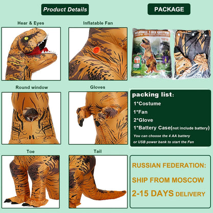 Inflatable T-Rex Costume Funny Dinosaur Halloween Suit
