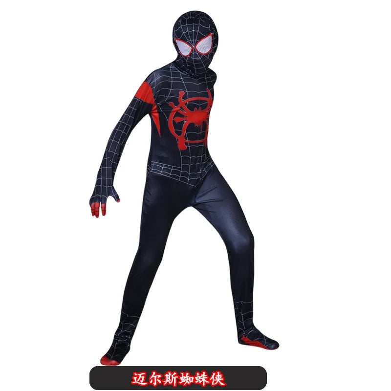 Kids Spider Superhero Costume with Mask Halloween Jumpsuit