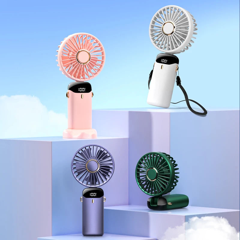 USB Handheld Mini Fan Rechargeable Foldable Neck Fan